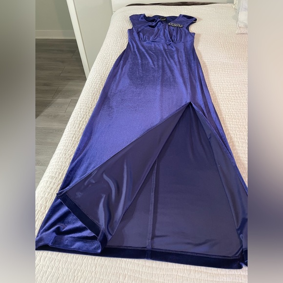 Blue Floor length Split Leg Dress - Picture 5 of 8